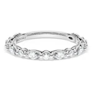 Tacori 18k Sculpted Crescent Marquise & Round Diamond Wedding Band
