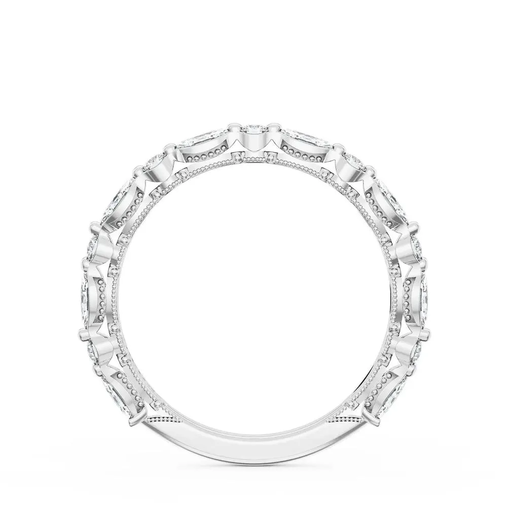 Tacori 18k Sculpted Crescent Marquise & Round Diamond Wedding Band