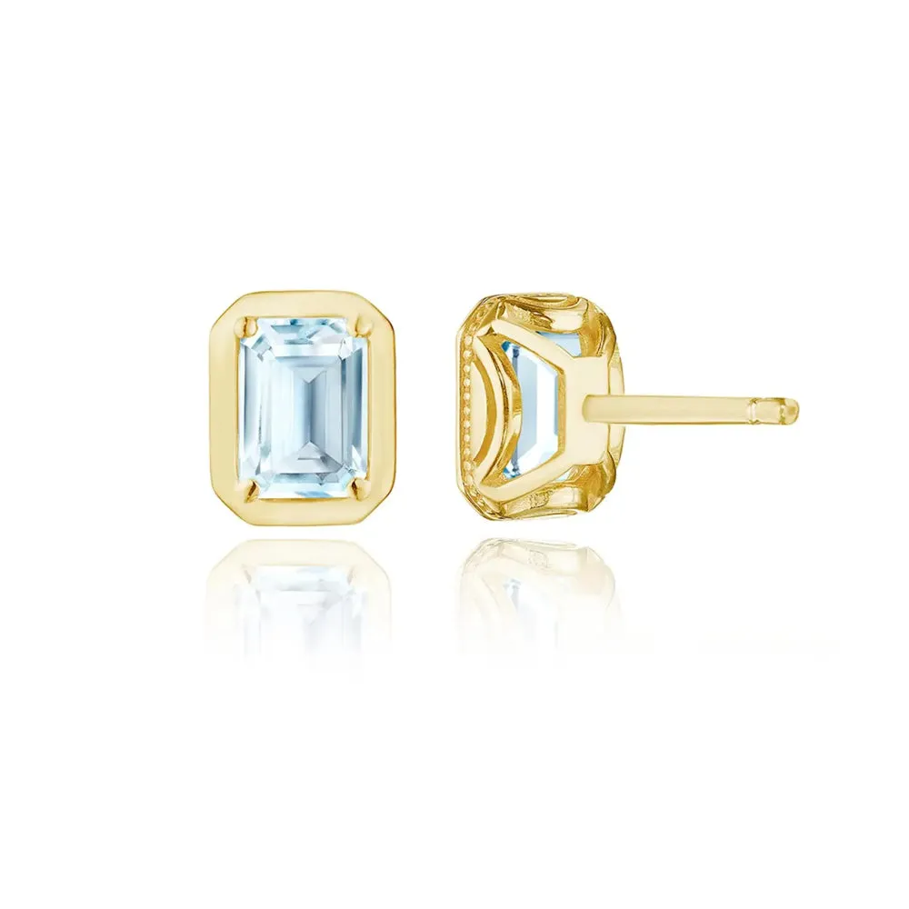 Tacori Allure Emerald Sky Blue Topaz Stud Earrings