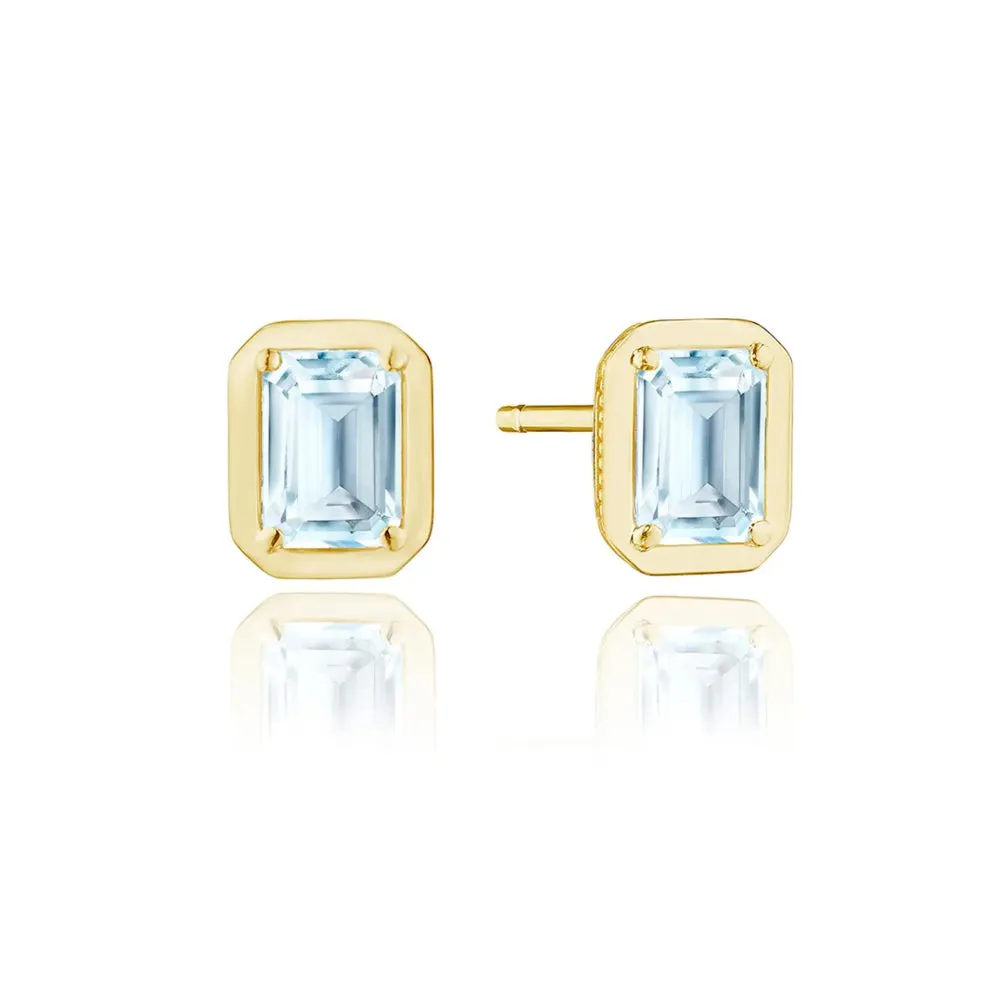 Tacori Allure Emerald Sky Blue Topaz Stud Earrings