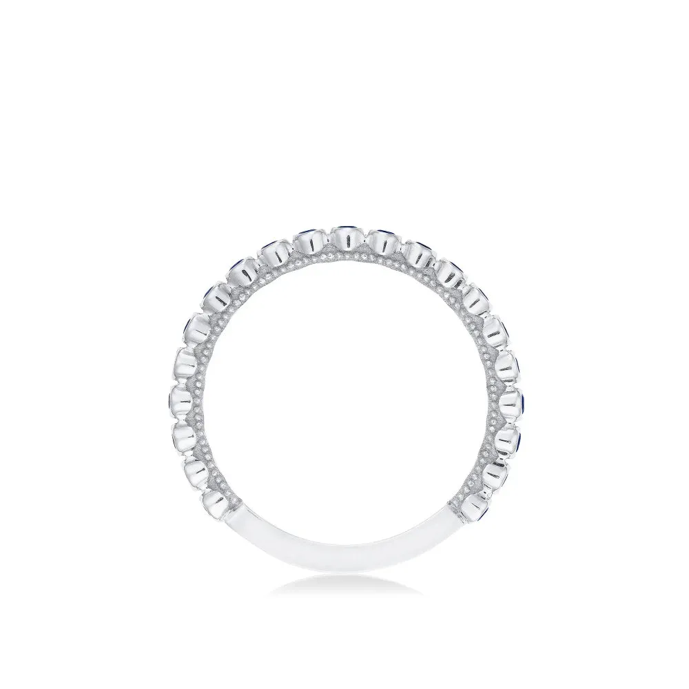 Tacori Sculpted Crescent 18k Bezel Droplet Sapphire Wedding Band