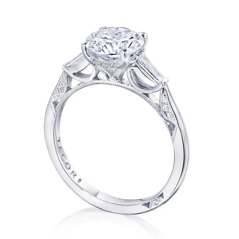Tacori Simply Tacori 18K White Gold Round 3-Stone Engagement Ring 7.5mm Center