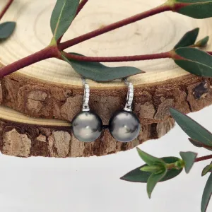 Tahitian Pearl & Diamond 18ct White Gold Drop Earrings