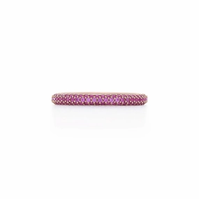 Three-Row Ring with Pav Pink Sapphires