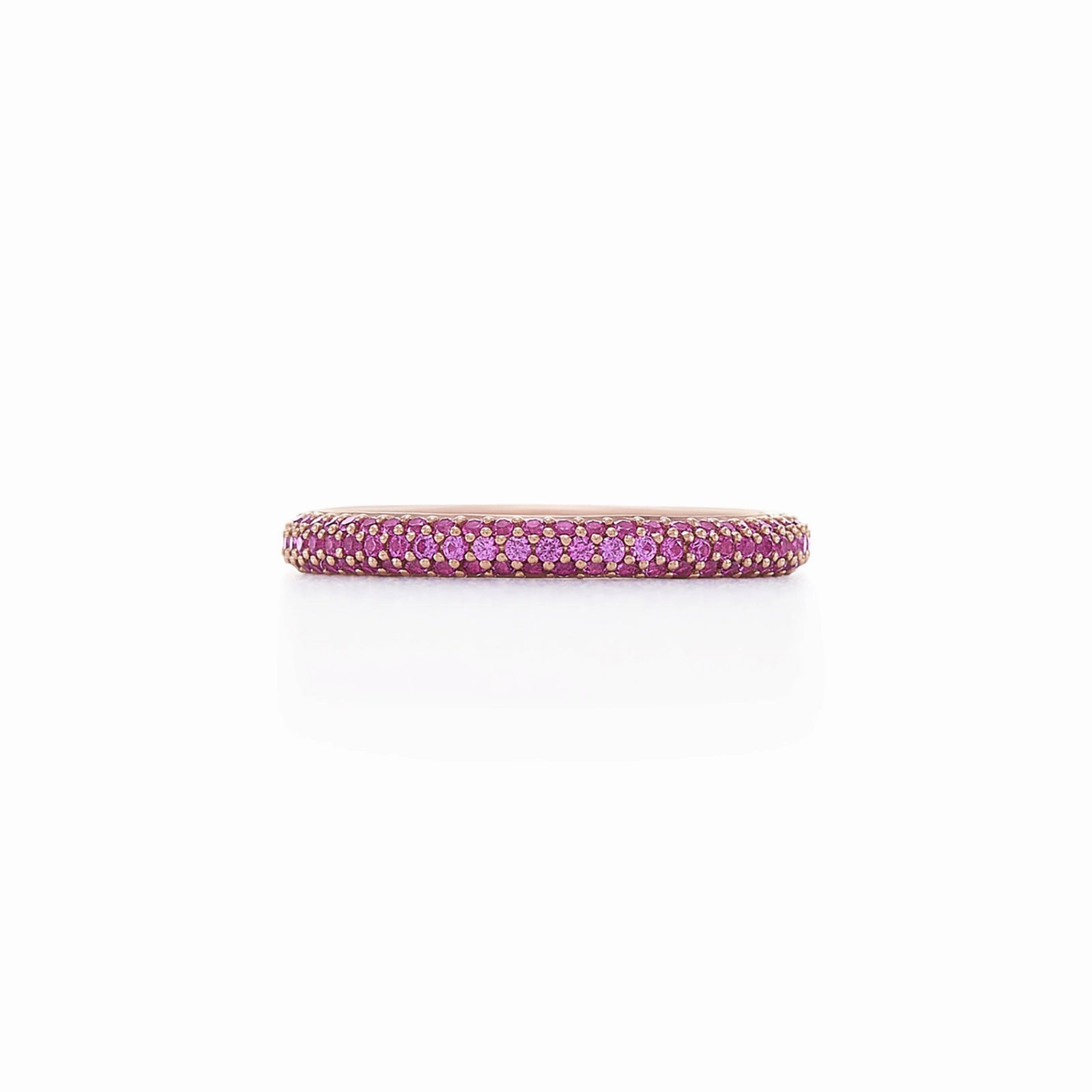 Three-Row Ring with Pav Pink Sapphires