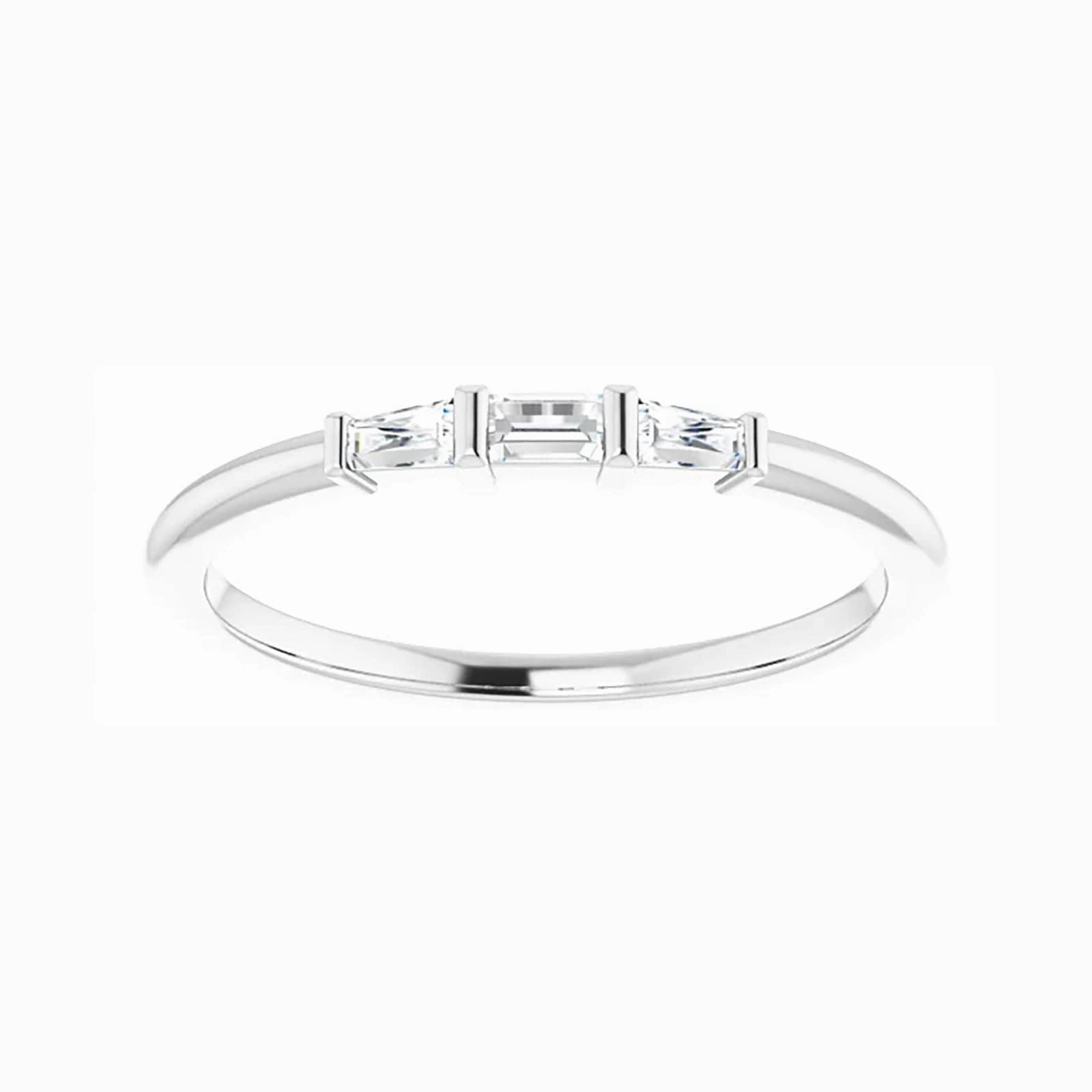 Three-Stone Ring with Diamond Baguettes