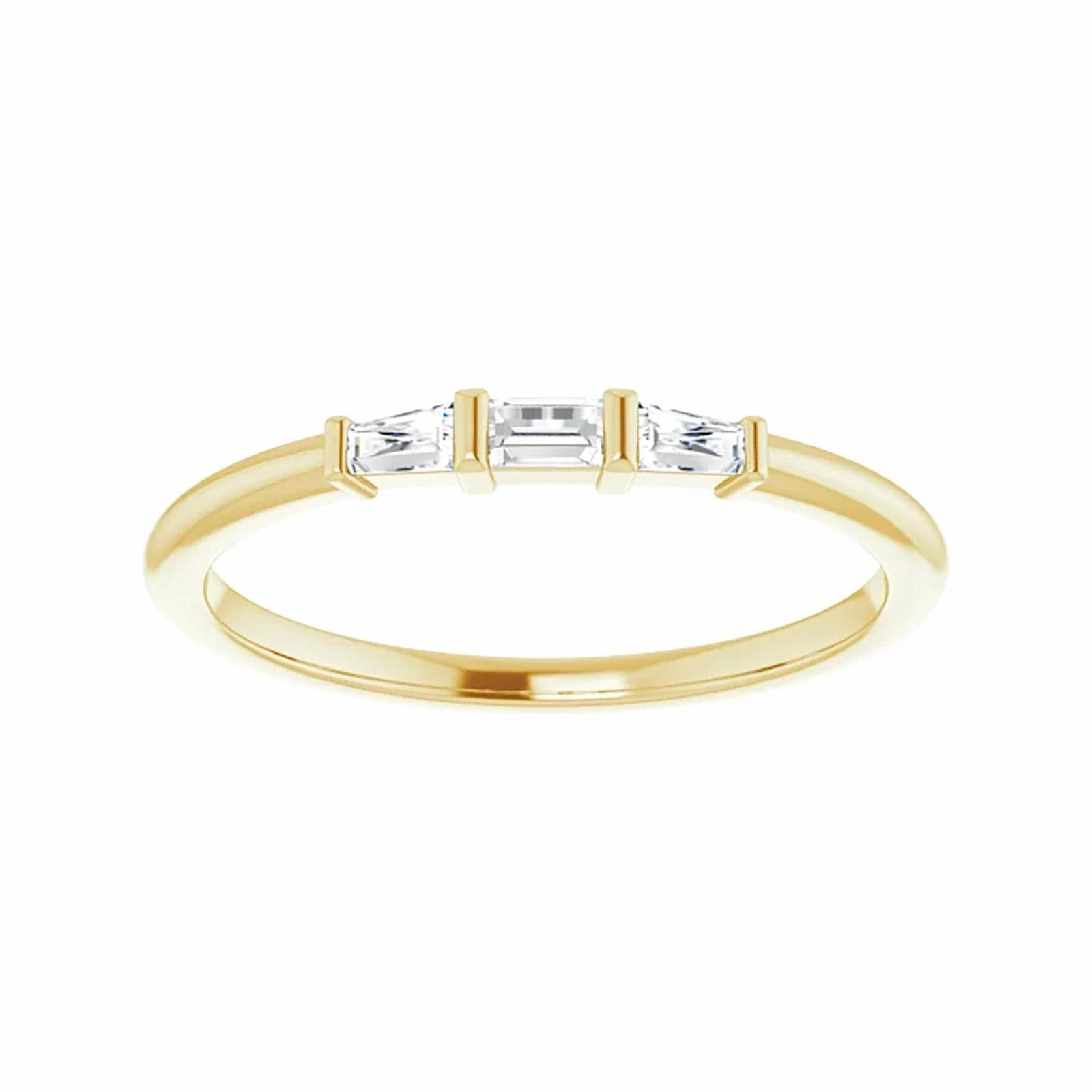 Three-Stone Ring with Diamond Baguettes