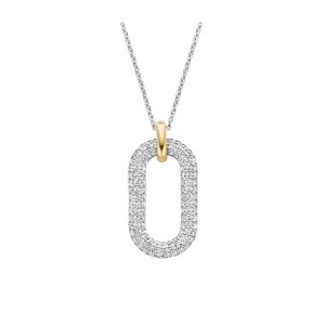 TI SENTO-Milano Sterling Silver Oval CZ Pendant Necklace