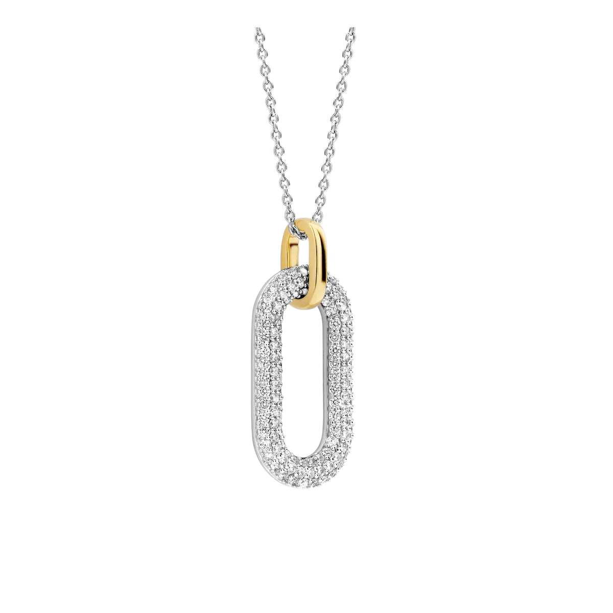 TI SENTO-Milano Sterling Silver Oval CZ Pendant Necklace