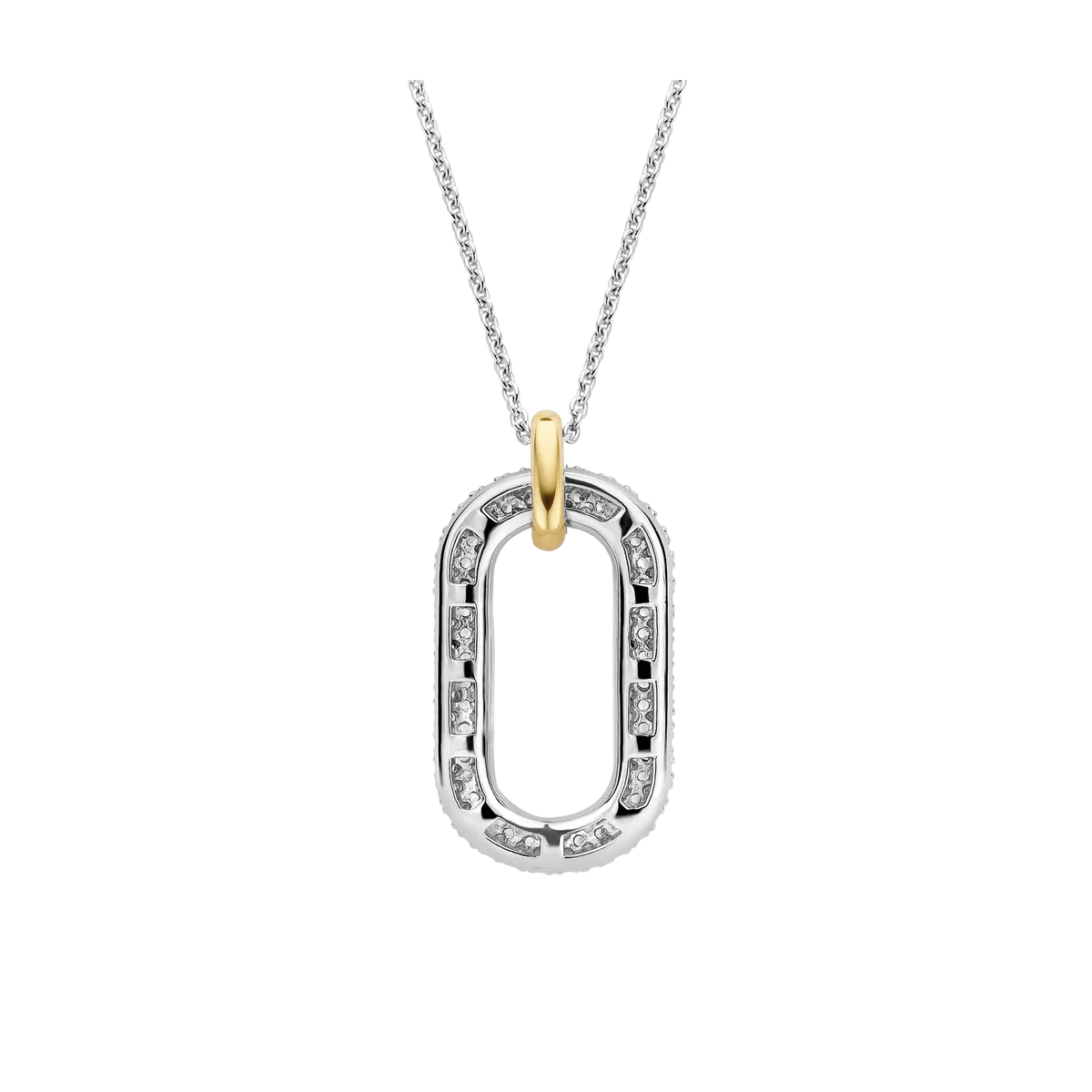 TI SENTO-Milano Sterling Silver Oval CZ Pendant Necklace