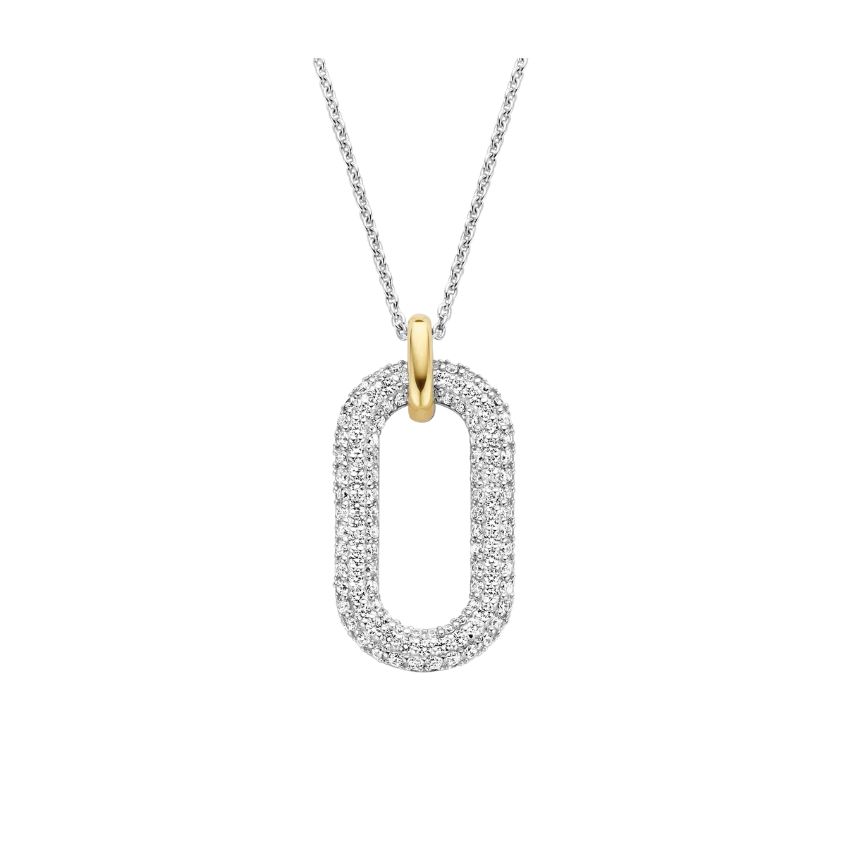 TI SENTO-Milano Sterling Silver Oval CZ Pendant Necklace