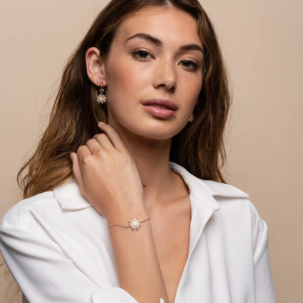 TI SENTO-Milano Sterling Silver/YG Plating Daisy Ear charm