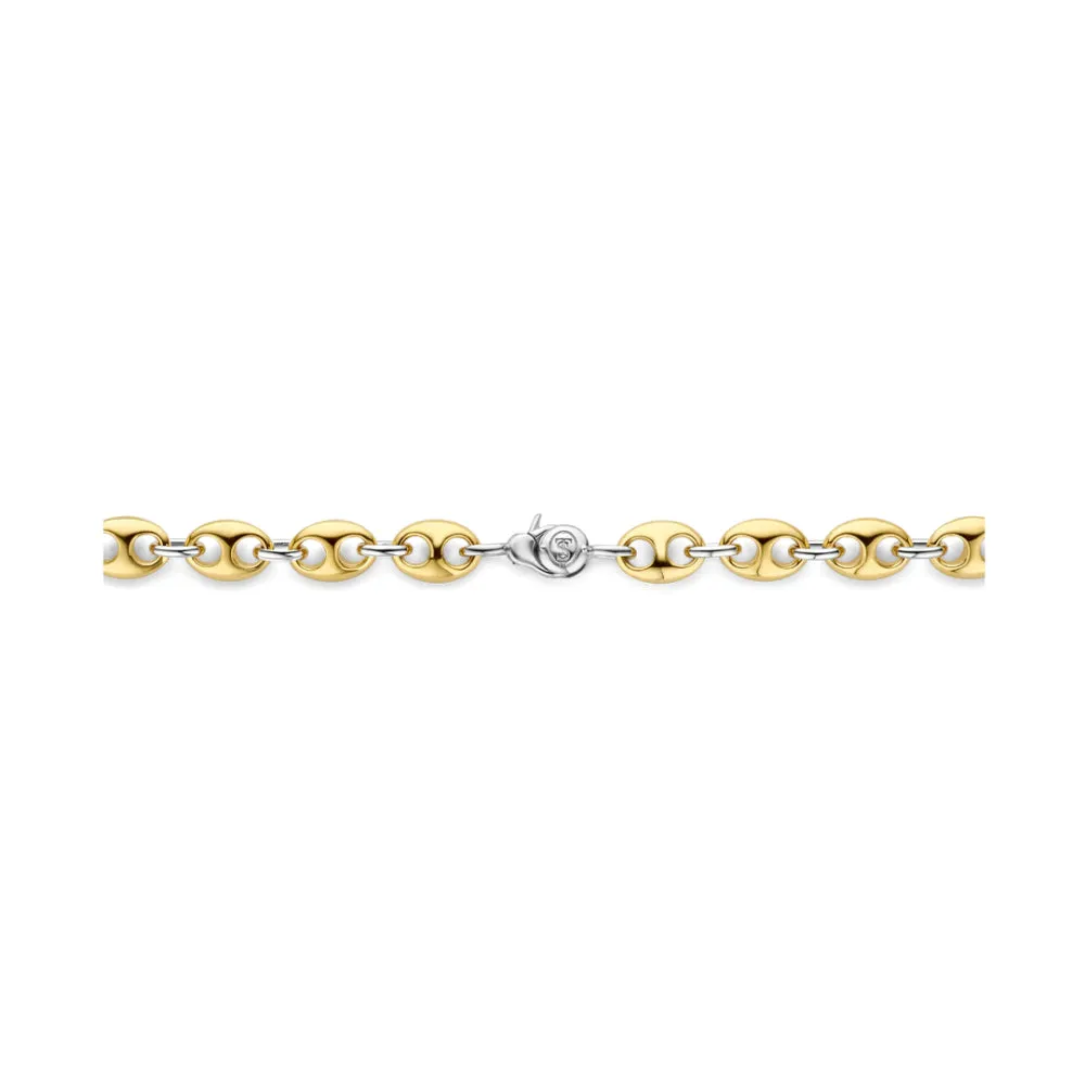 Ti Sento Two-Tone Necklace Puffed Mariner Links 17"