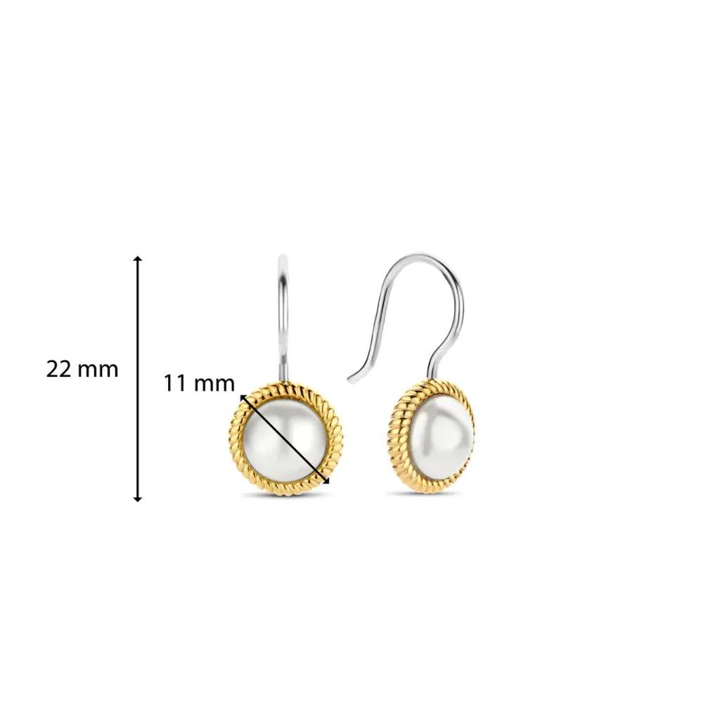 Ti Sento Two-Tone Pearl Drop Earrings
