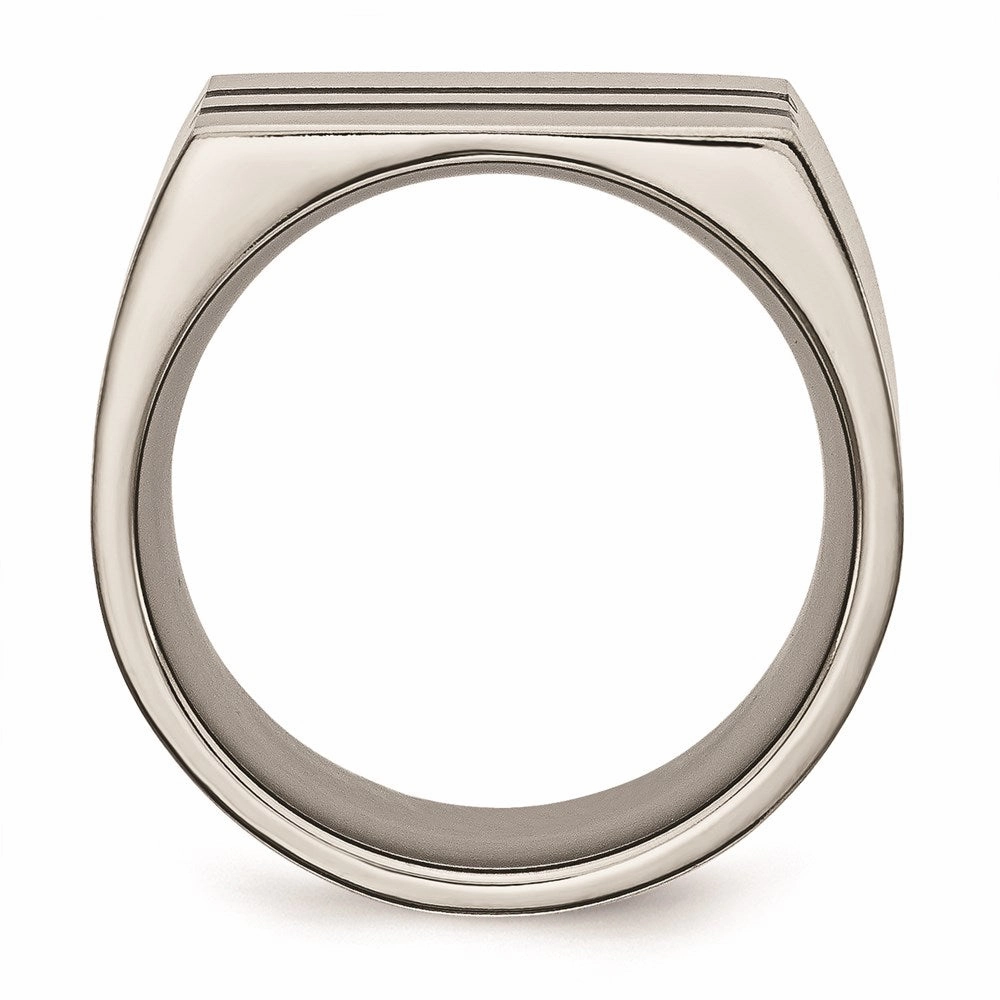 Titanium 10mm Black Enamel Stripes Brushed Band | TB250