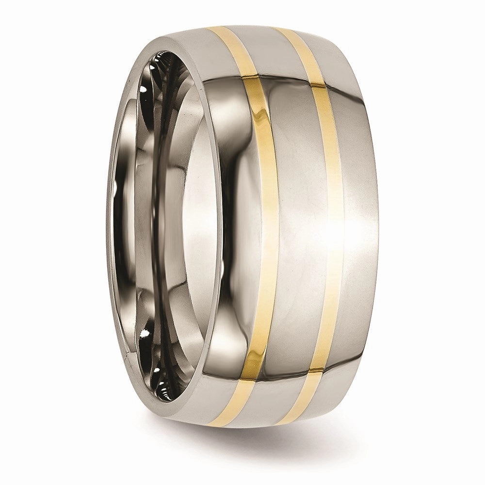 Titanium 14k Yellow Inlay 10mm Polished Band | TB141