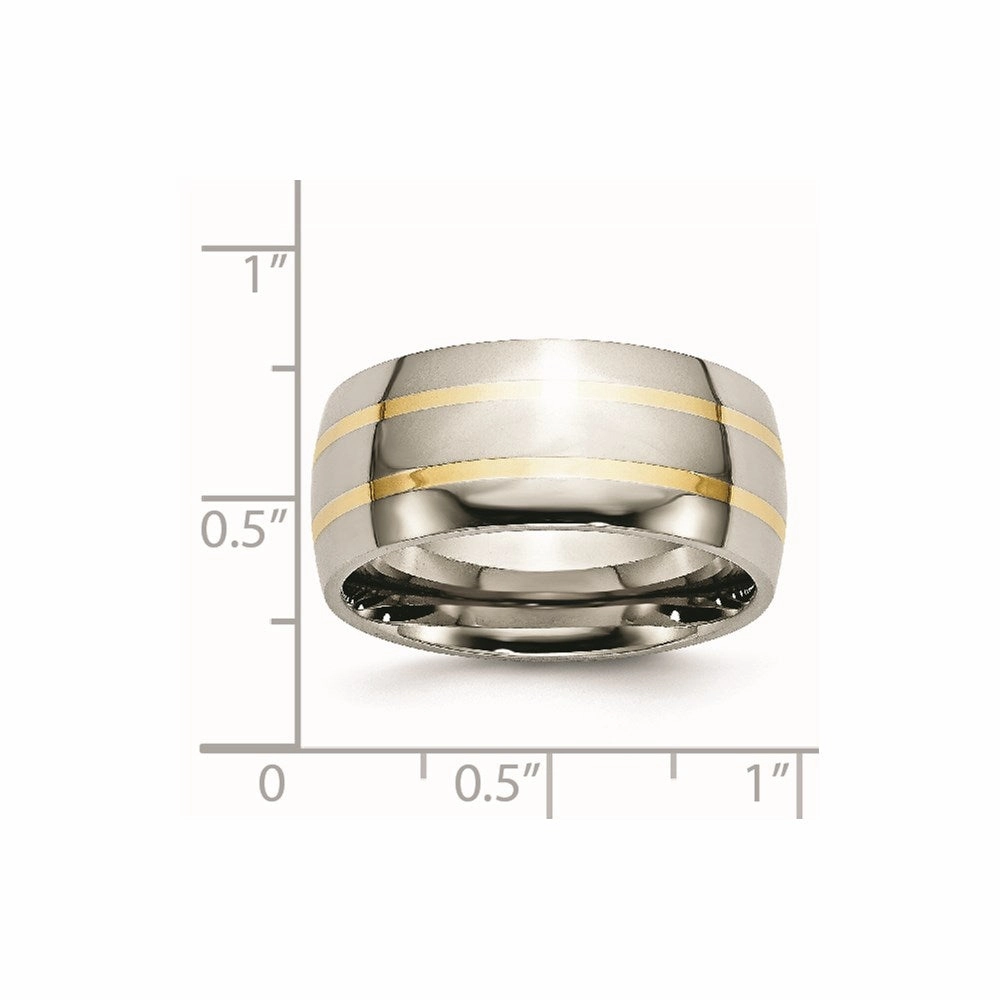 Titanium 14k Yellow Inlay 10mm Polished Band | TB141