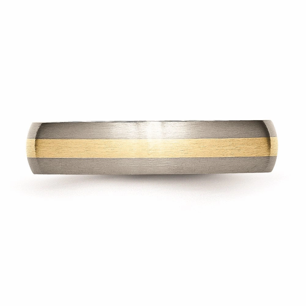 Titanium 14k Yellow Inlay 5mm Brushed Band | TB19