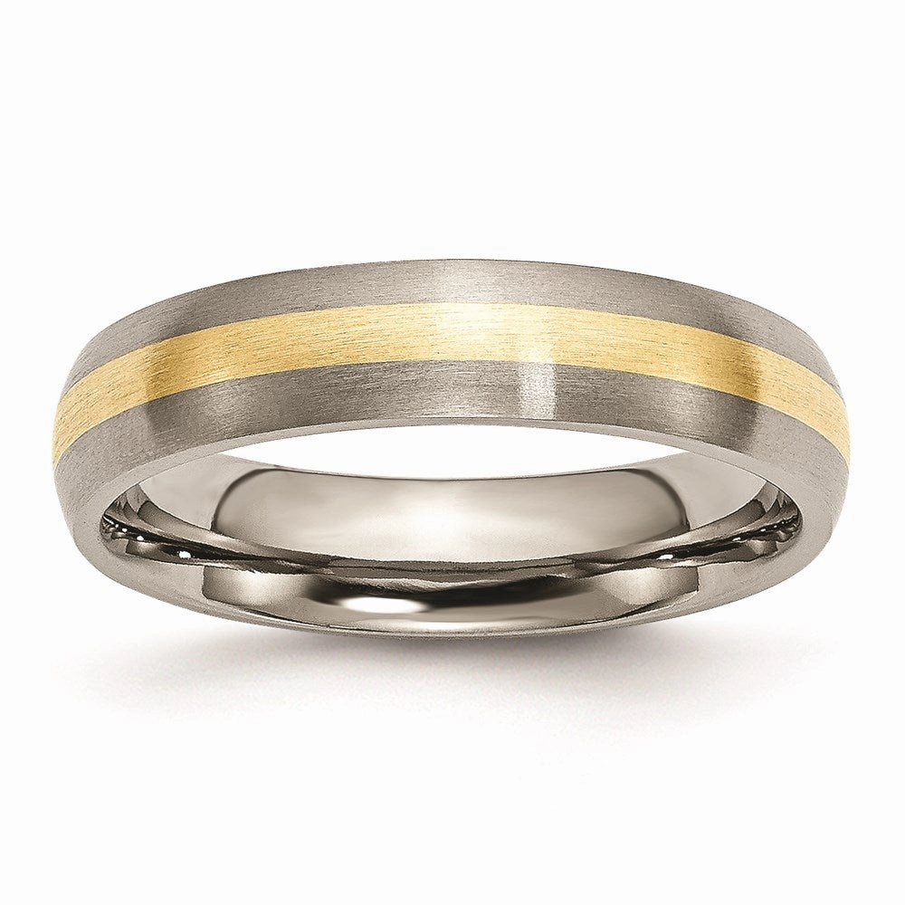 Titanium 14k Yellow Inlay 5mm Brushed Band | TB19