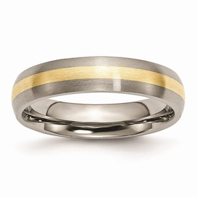 Titanium 14k Yellow Inlay 5mm Brushed Band | TB19