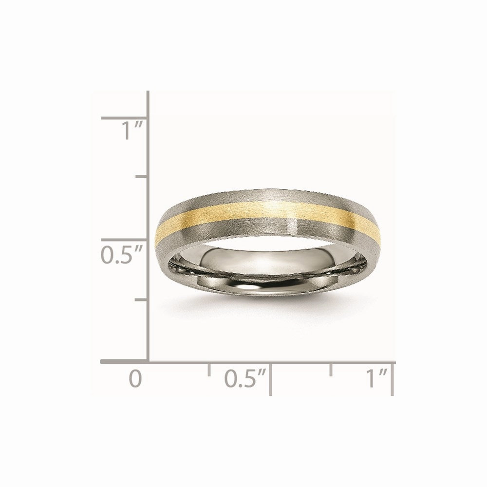 Titanium 14k Yellow Inlay 5mm Brushed Band | TB19