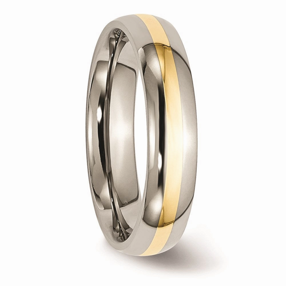 Titanium 14k Yellow Inlay 5mm Polished Band | TB221