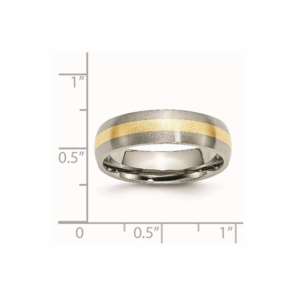 Titanium 14k Yellow Inlay 6mm Brushed Band | TB222