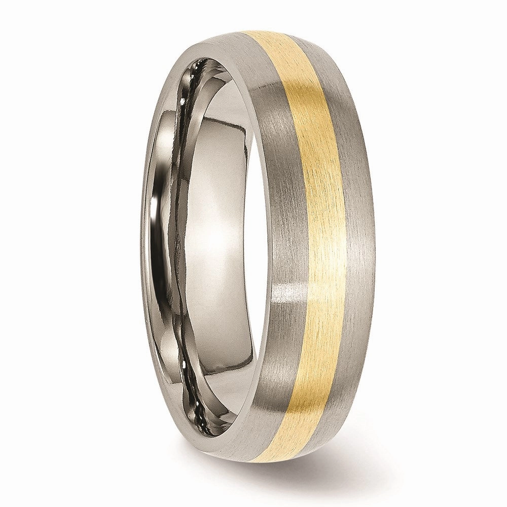 Titanium 14k Yellow Inlay 6mm Brushed Band | TB222