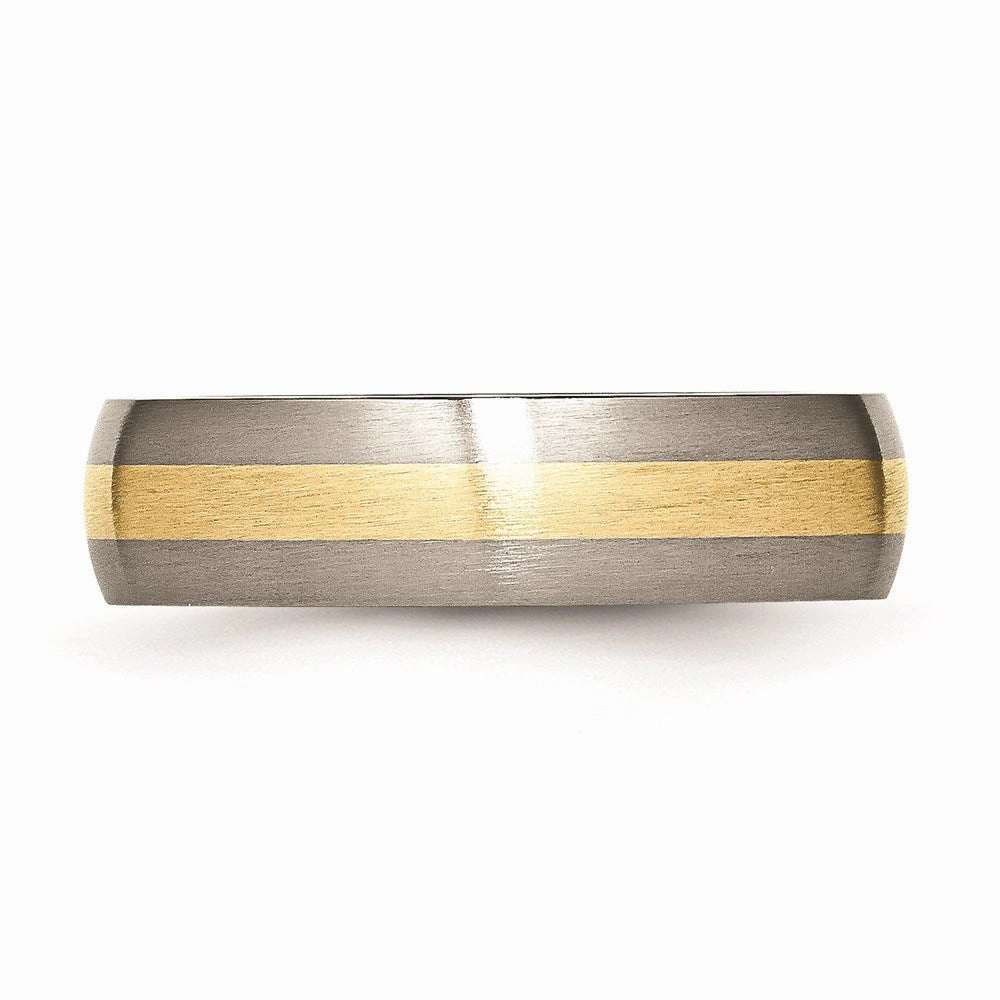 Titanium 14k Yellow Inlay 6mm Brushed Band | TB222