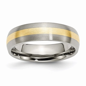 Titanium 14k Yellow Inlay 6mm Brushed Band | TB222