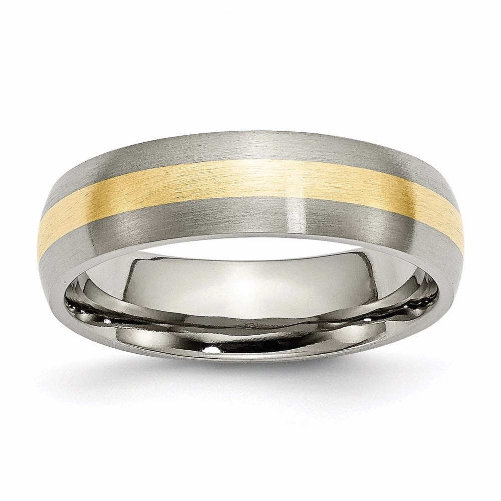 Titanium 14k Yellow Inlay 6mm Brushed Band | TB222