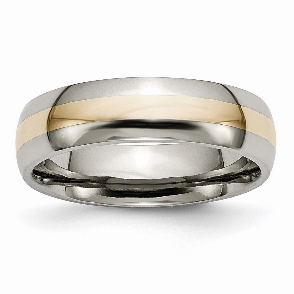 Titanium 14k Yellow Inlay 6mm Polished Band | TB18