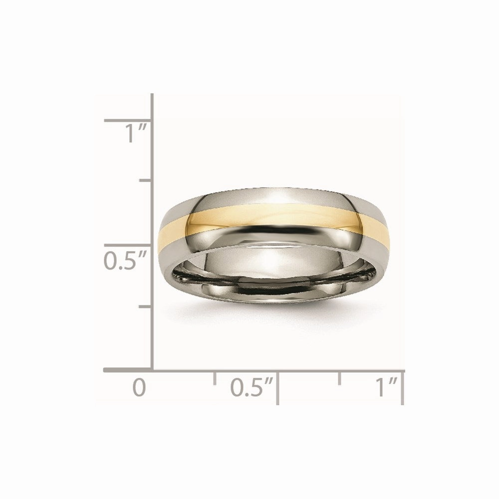 Titanium 14k Yellow Inlay 6mm Polished Band | TB18