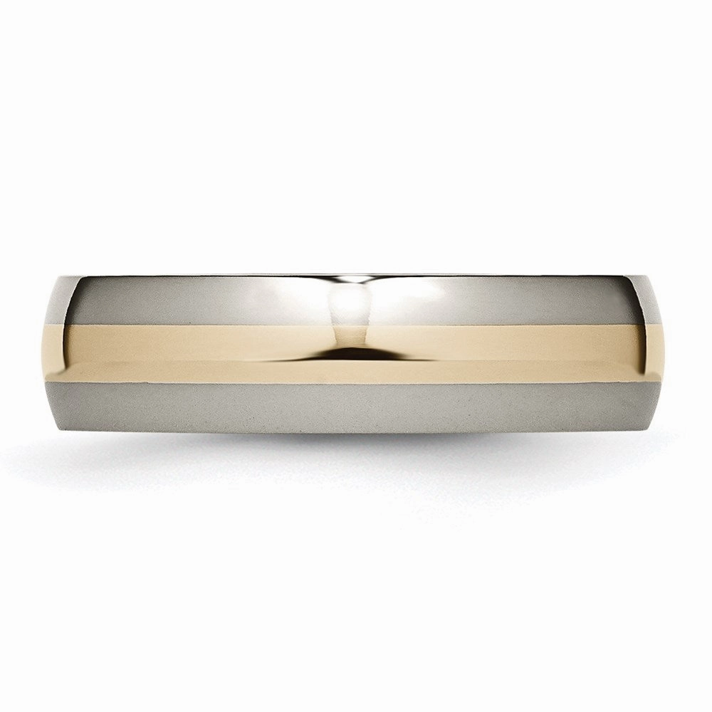 Titanium 14k Yellow Inlay 6mm Polished Band | TB18