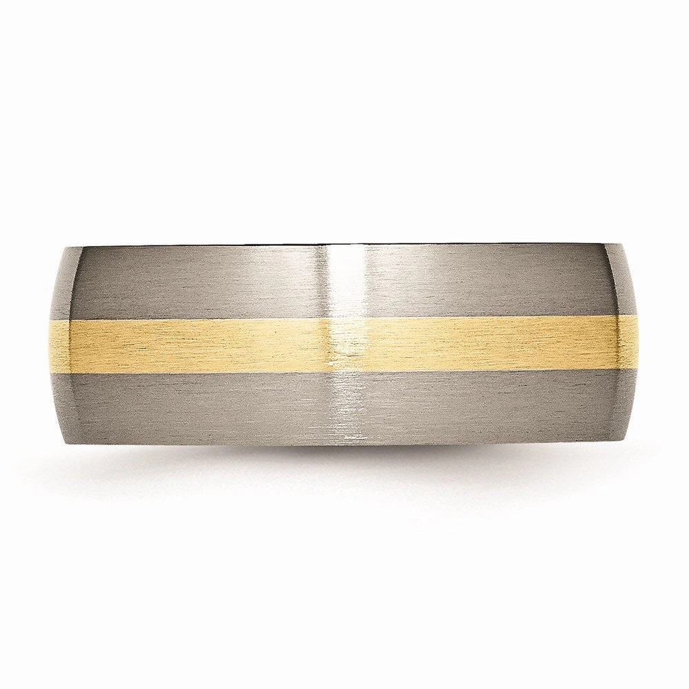 Titanium 14k Yellow Inlay 8mm Brushed Band | TB223