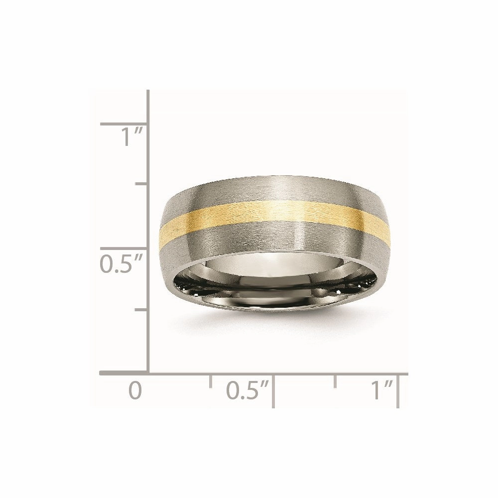 Titanium 14k Yellow Inlay 8mm Brushed Band | TB223