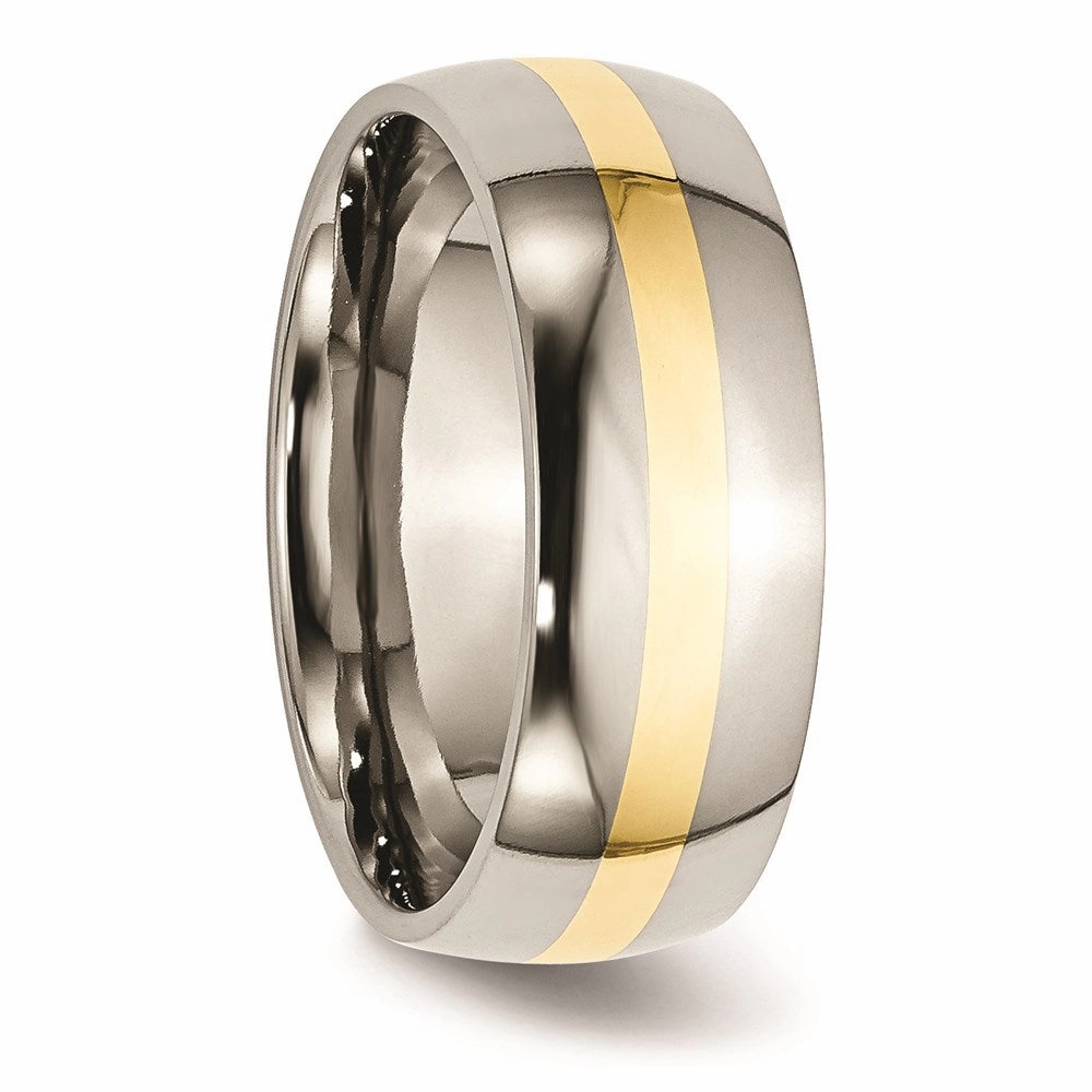 Titanium 14k Yellow Inlay 8mm Polished Band | TB224