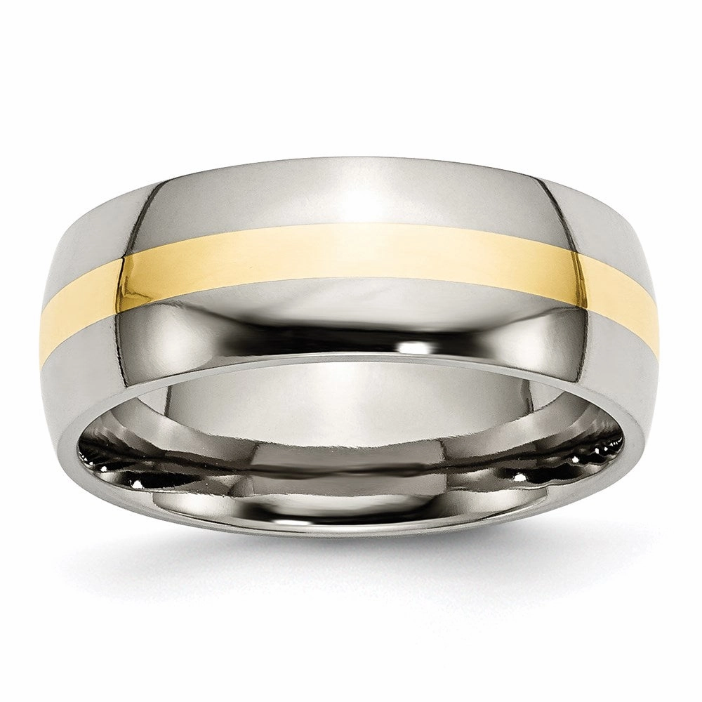Titanium 14k Yellow Inlay 8mm Polished Band | TB224