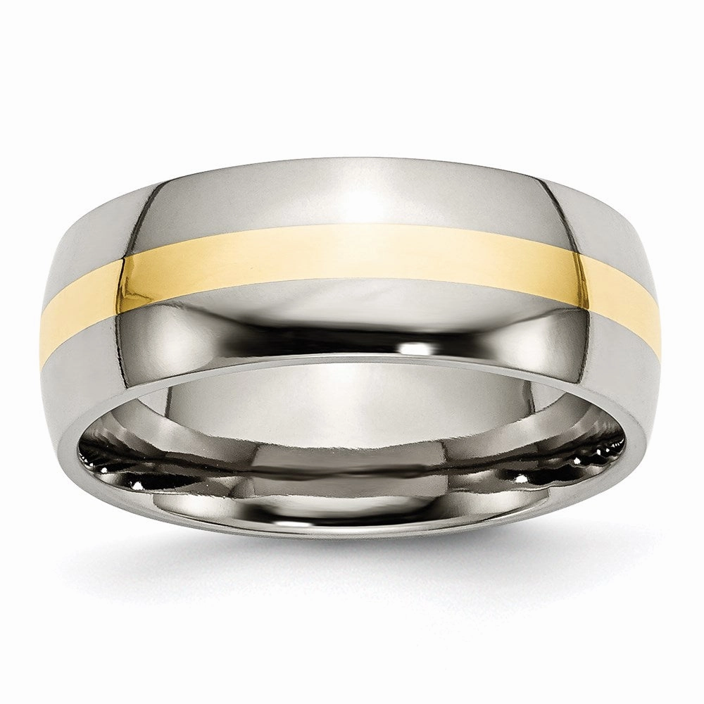 Titanium 14k Yellow Inlay 8mm Polished Band | TB224