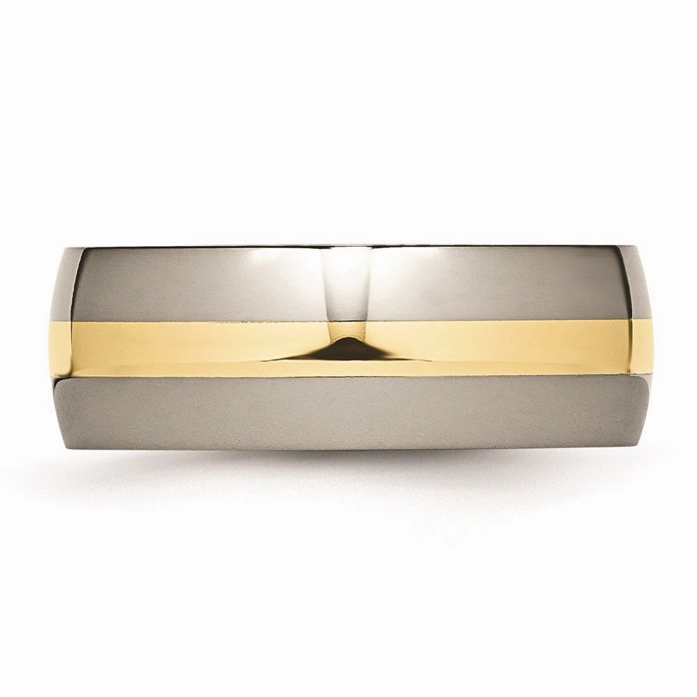 Titanium 14k Yellow Inlay 8mm Polished Band | TB224