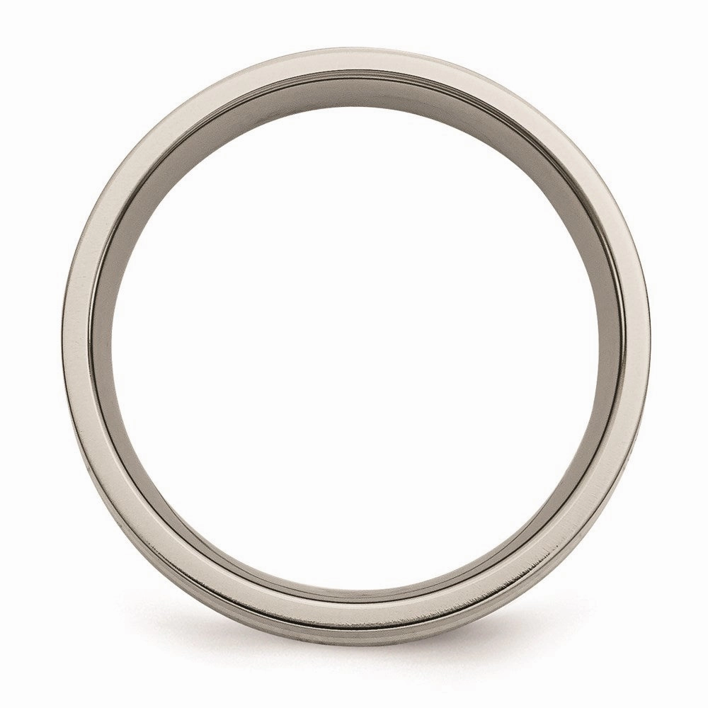 Titanium 14k Yellow Inlay Flat 6mm Polished Band | TB219
