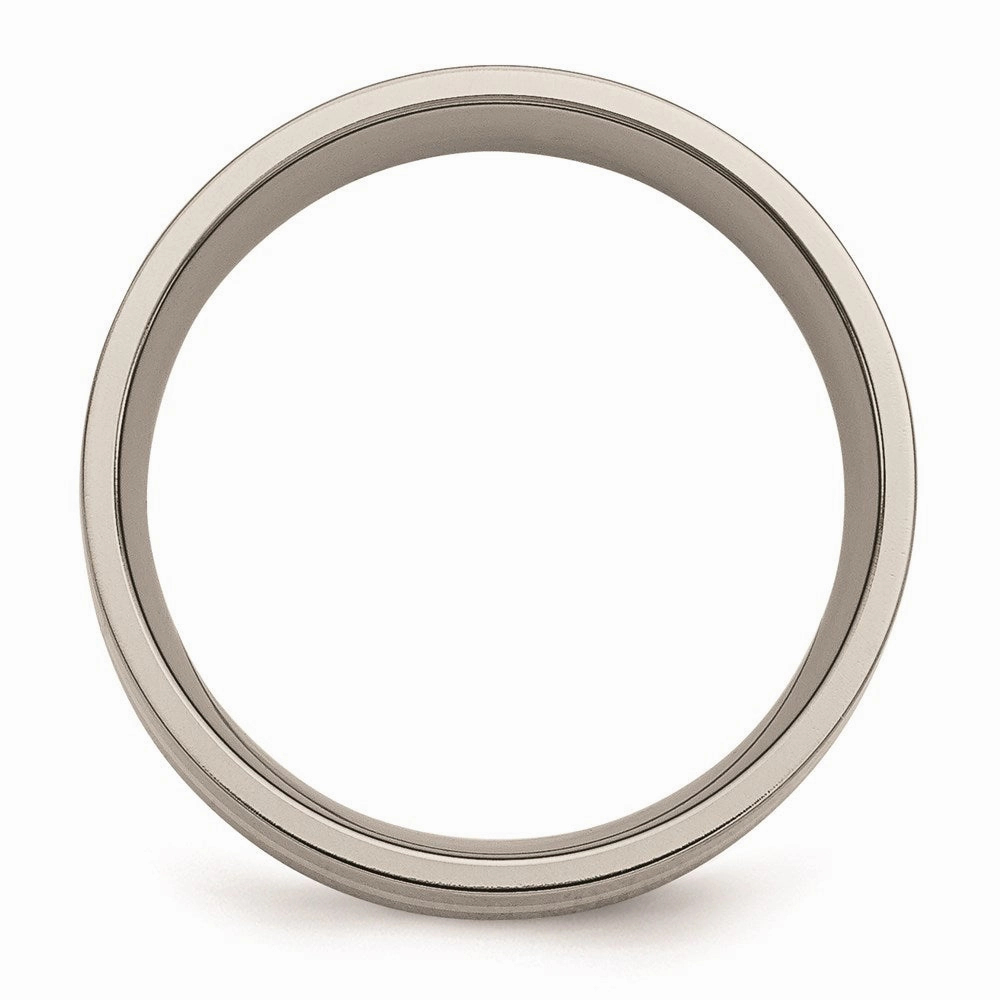 Titanium 14k Yellow Inlay Flat 8mm Polished Band | TB220