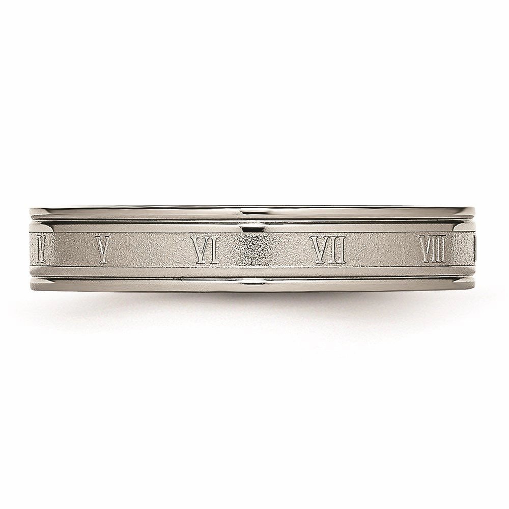 Titanium 4mm Brushed and Polished Roman Numerals Band | TB248