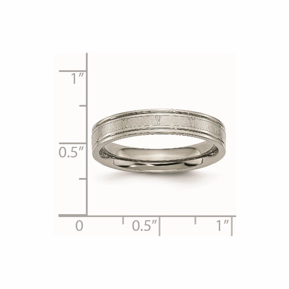 Titanium 4mm Brushed and Polished Roman Numerals Band | TB248