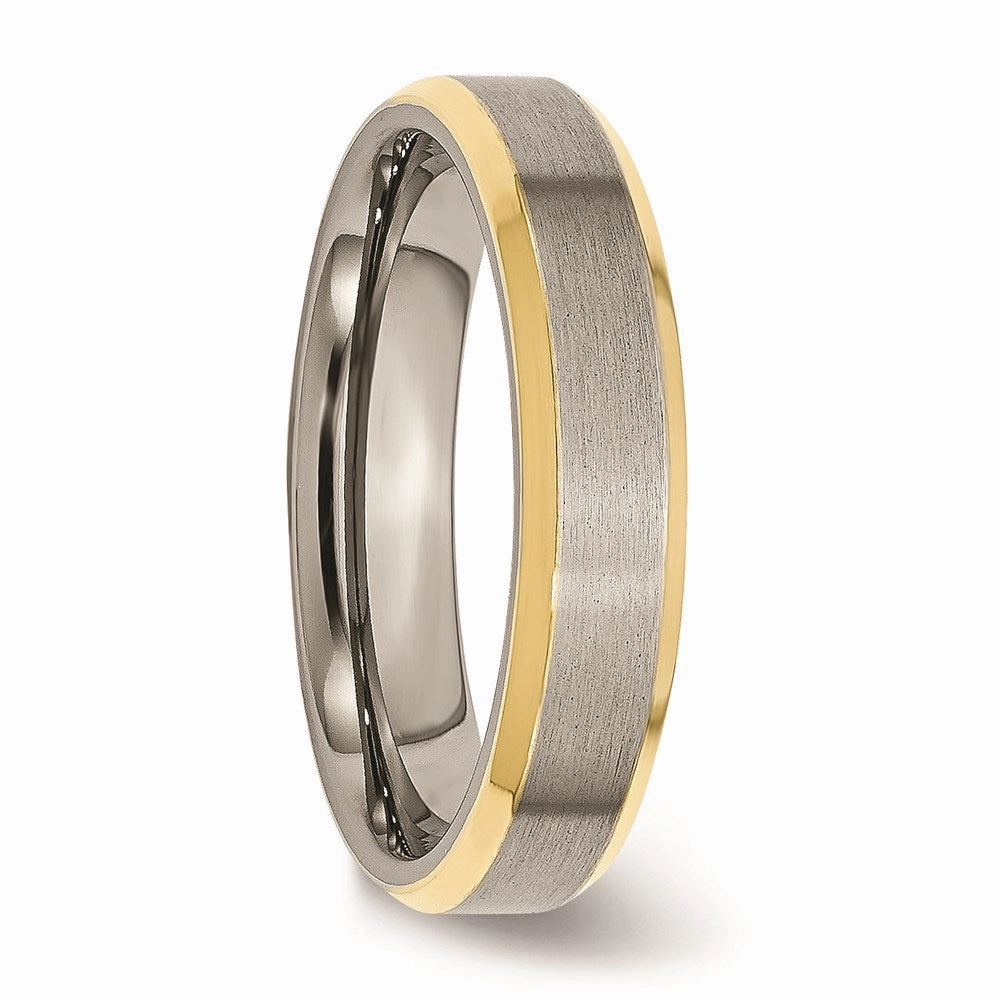 Titanium 5mm Yellow IP-plated Beveled Edge Brushed/Polished Band | TB311