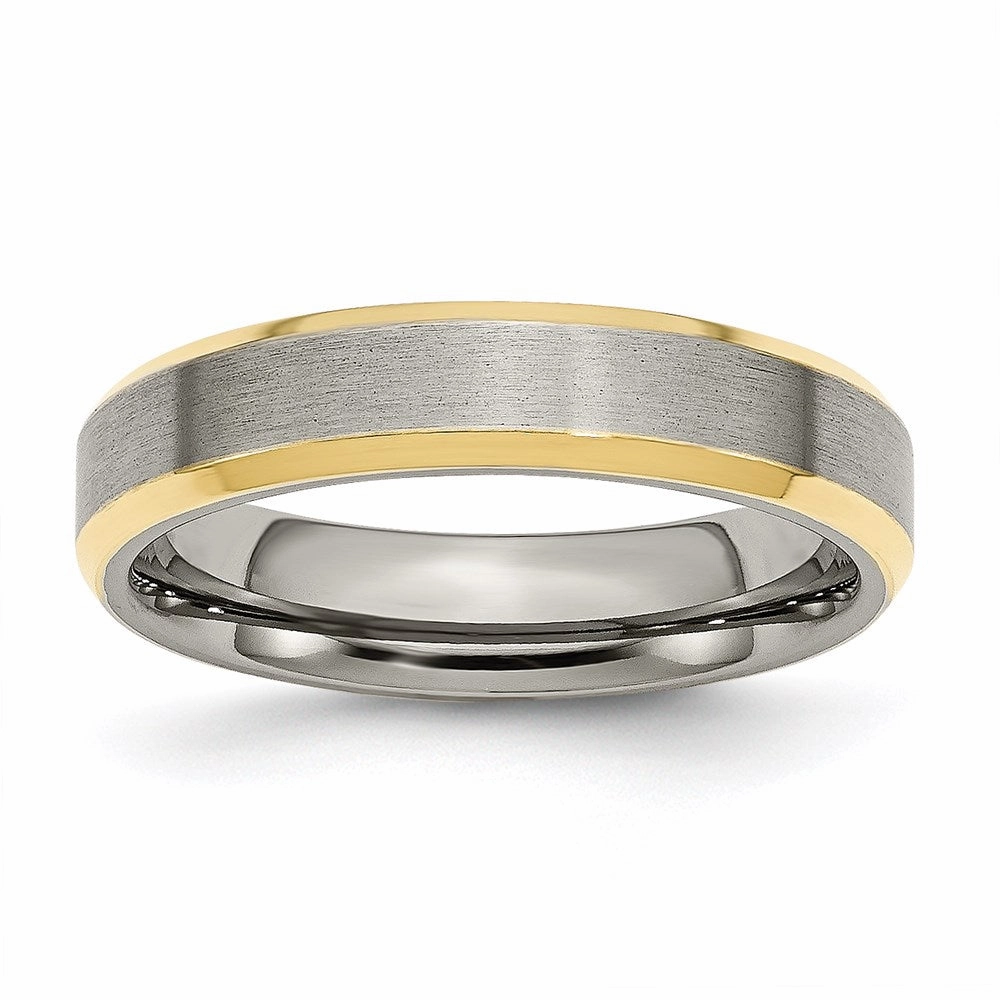 Titanium 5mm Yellow IP-plated Beveled Edge Brushed/Polished Band | TB311