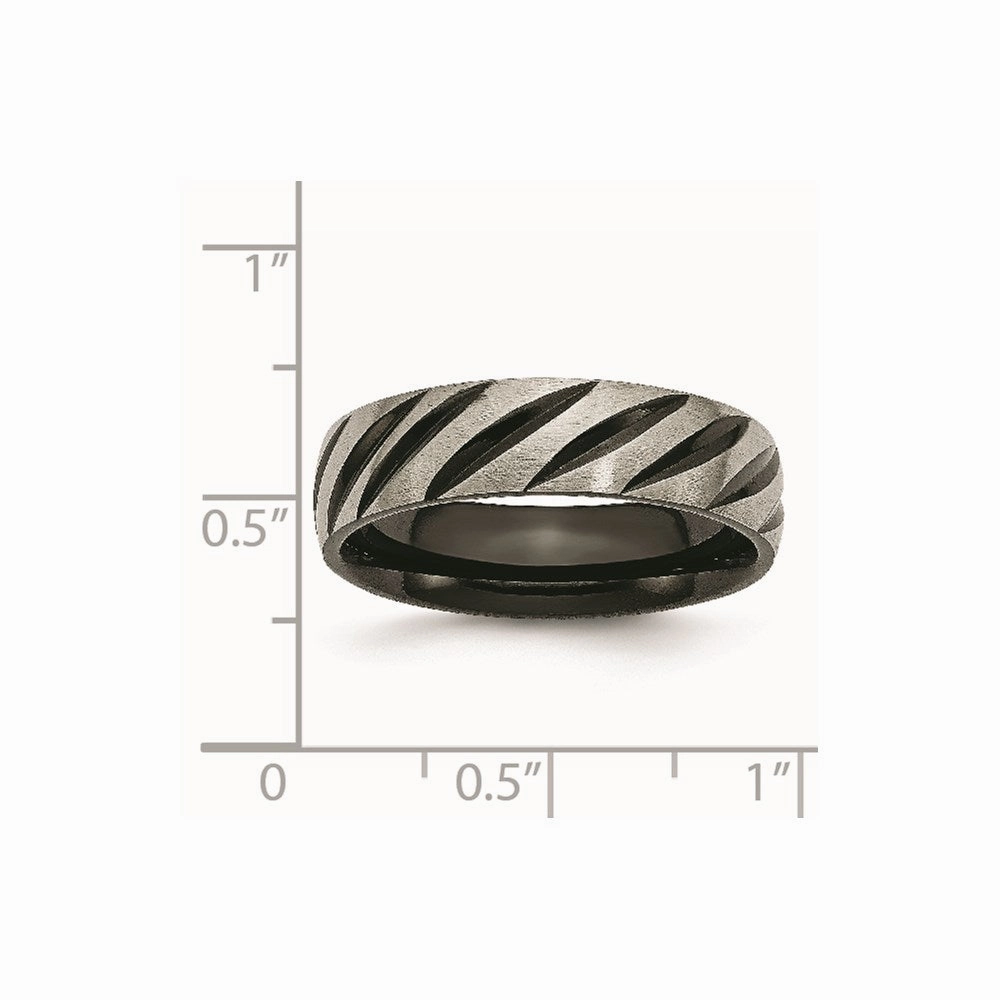 Titanium 6mm Black IP-plated Swirl Brushed & Polished Band | TB299