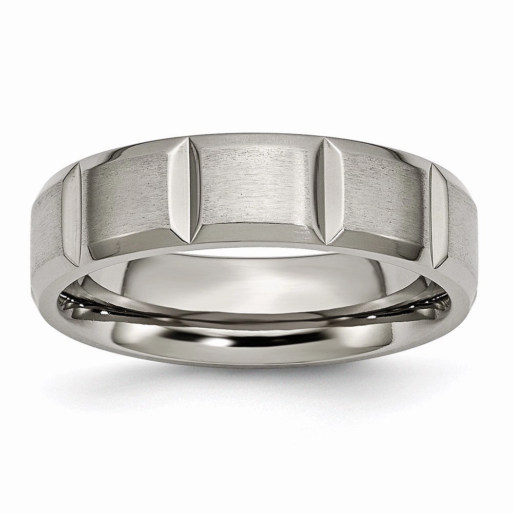 Titanium 6mm Grooved Satin and Polished Band | TB323