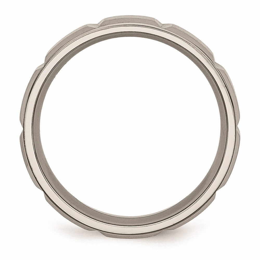 Titanium 6mm Grooved Satin and Polished Band | TB323