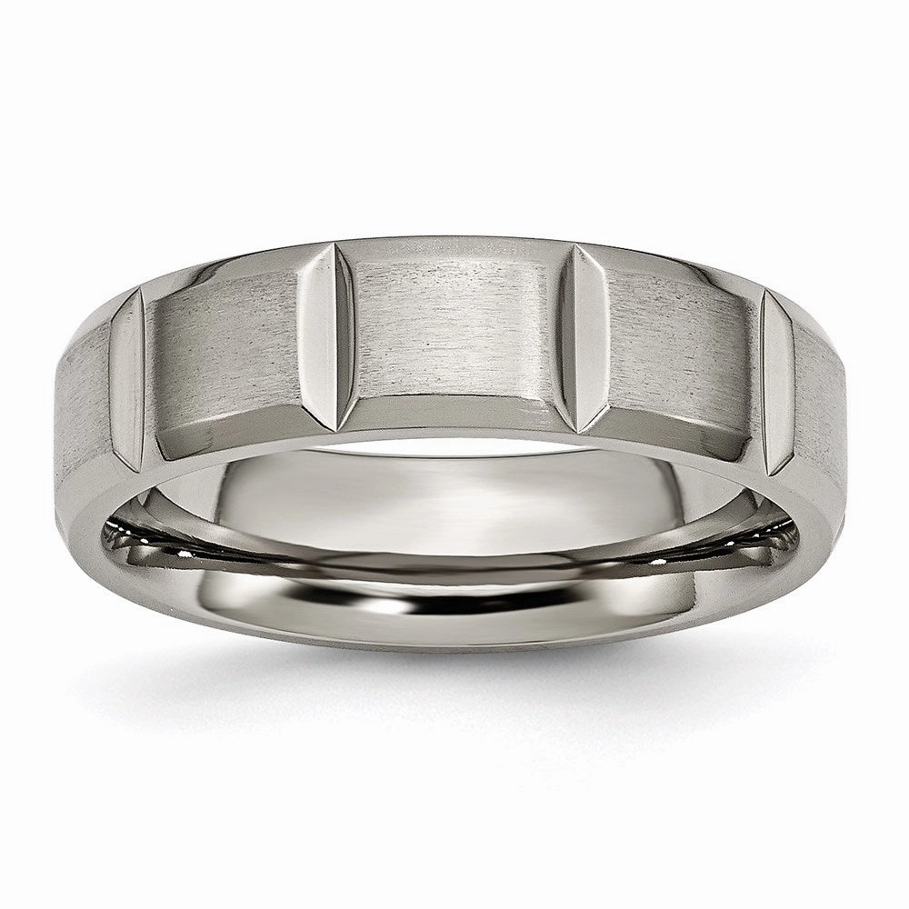 Titanium 6mm Grooved Satin and Polished Band | TB323